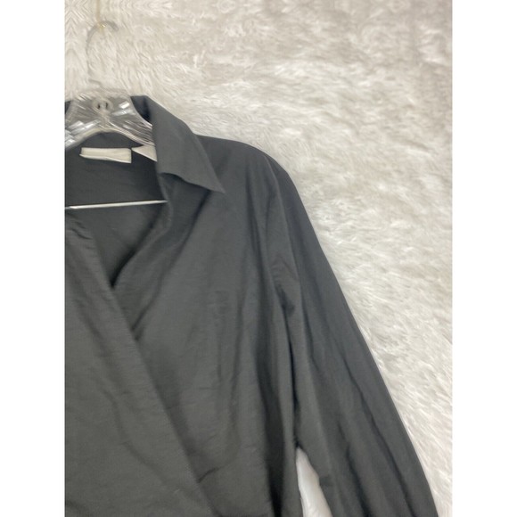 Worthington Stretch Top Womens Size 12 Black Wrap Up Fitted Long Sleeves - Picture 3 of 10